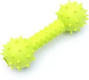 Generic Dog Chew Toy Dumbbell Durable Natural Rubber Lime Green by Deal US