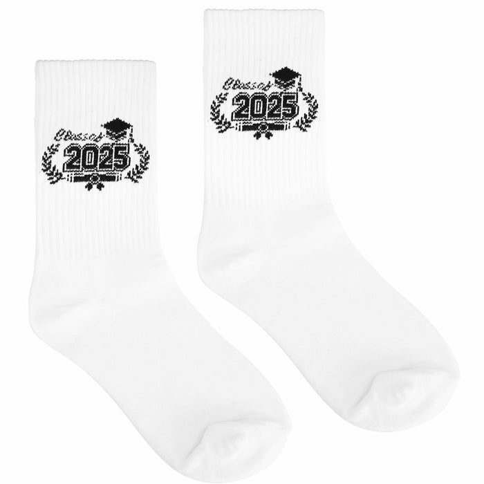 Cyntan Graduation Socks Unisex Classic Cotton White One Size by Deal US
