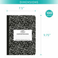 [Like New] Alitte Composition Notebooks 4-Pack Wide Ruled 9.75x7.5 Black Marble by Deal US