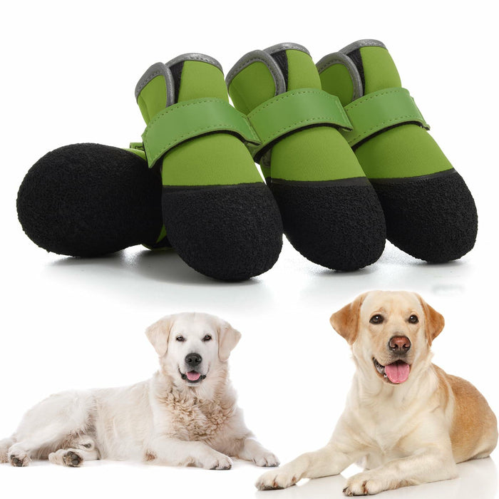 DOGOYS Dog Shoes Non-Slip Waterproof Boots Green 4Pcs Size Medium by Deal US
