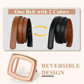 WOWOGO Women Reversible Waist Belt Black/Brown Gold Square Buckle Size 41"-45" by Deal US