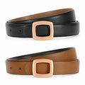 WOWOGO Women Reversible Waist Belt Black/Brown Gold Square Buckle Size 41"-45" by Deal US