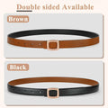 WOWOGO Women Reversible Waist Belt Black/Brown Gold Square Buckle Size 41"-45" by Deal US