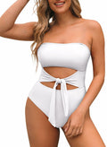 Pink Queen Women One Piece Swimsuit Removable Strap Cutout Tummy Control WhiteXL by Deal US