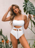 Pink Queen Women One Piece Swimsuit Removable Strap Cutout Tummy Control WhiteXL by Deal US
