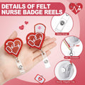 Skyygemm 12 Pcs Nurse Badge Reels Felt Heart Red Retractable Alligator Clip by Deal US