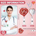 Skyygemm 12 Pcs Nurse Badge Reels Felt Heart Red Retractable Alligator Clip by Deal US