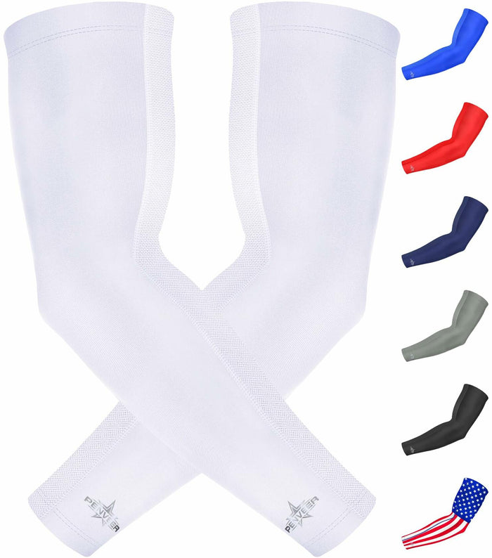 Penveer Compression Arm Sleeves Breathable Mesh Cooling AL White Size L by Deal US