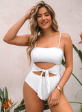 Pink Queen Women One Piece Swimsuit Removable Strap Cutout Tummy Control WhiteXL by Deal US