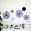 Wonderjune Chinoiserie Hanging Paper Fans Blue White 12 Pcs Party Decor by Deal US