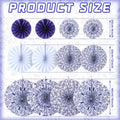 Wonderjune Chinoiserie Hanging Paper Fans Blue White 12 Pcs Party Decor by Deal US