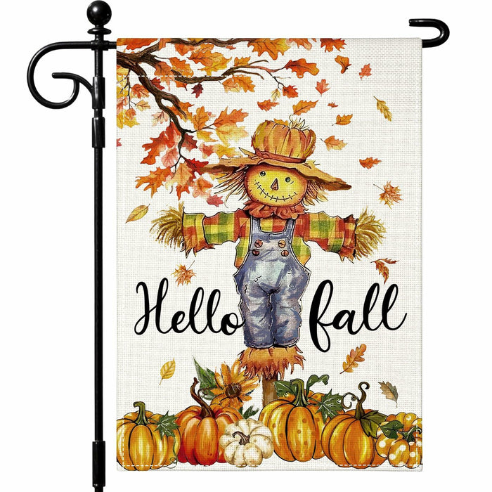 Artscope Fall Maple Leaves Scarecrow Pumpkin Garden Flag 12x18 Inch Polyester by Deal US