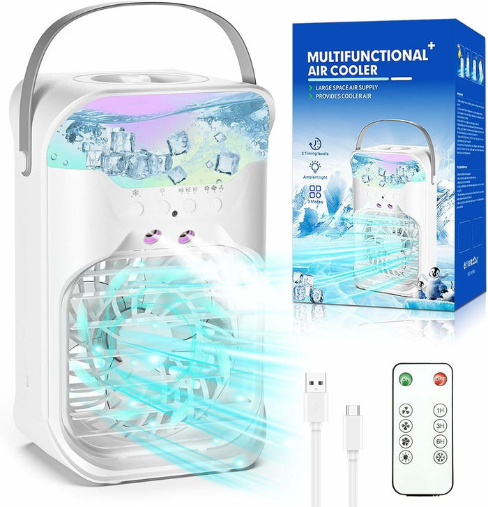 iFTY Portable AC Unit w/Remote 1.5L Tank 3 Speeds 7 Night Light White by Deal US