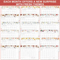 36AQUA Floral Wall Calendar 2025-2026 11x14" 18-Month Thick Paper by Deal US