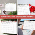 36AQUA Floral Wall Calendar 2025-2026 11x14" 18-Month Thick Paper by Deal US