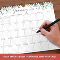 36AQUA Floral Wall Calendar 2025-2026 11x14" 18-Month Thick Paper by Deal US