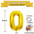 KALOR 40 Inch Gold Number 8 Mylar Foil Balloon Birthday Party Decoration by Deal US