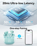 HUIFU Wireless Bluetooth Earbuds 40H Playtime IPX7 Waterproof Mint by Deal US