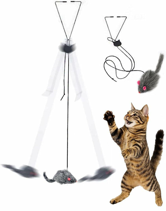 Paws Power Hanging Door Cat Mouse Toy Interactive Indoor Play Exercise by Deal US
