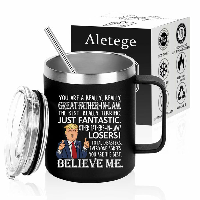 [Like New] Aletege Great Father-In-Law Mug Stainless Steel 12 OZ Black by Deal US