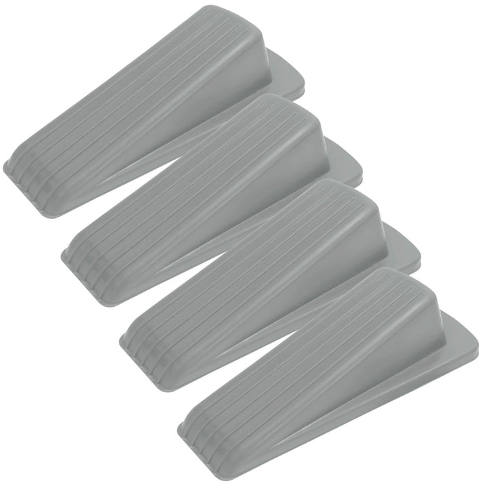 S&T INC. Heavy Duty Rubber Door Stopper Grey 4.8x2.2x1.3in 4 Pack by Deal US