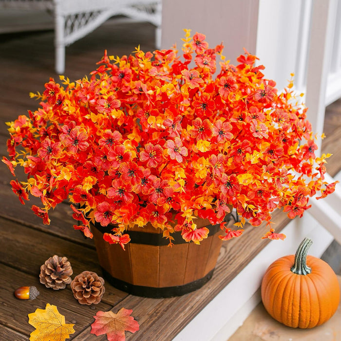 Ivydale Fall Flowers Artificial Mums 12 Bundles UV Resistant Fall-Orange by Deal US