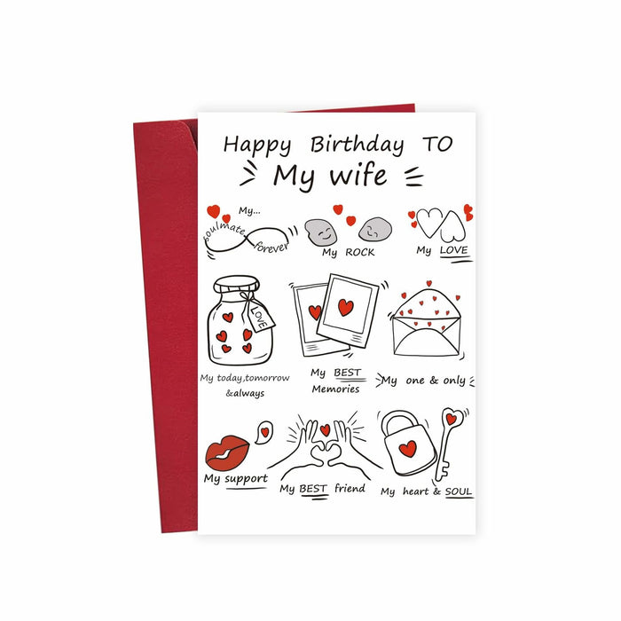 Detuca Birthday Card for Wife Fiancée Girlfriend Romantic Cute DTK-28 by Deal US