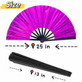 Grombolar Upgraded Hand Fan Foldable Line Dance Popping 13in Flashing Rose Red by Deal US