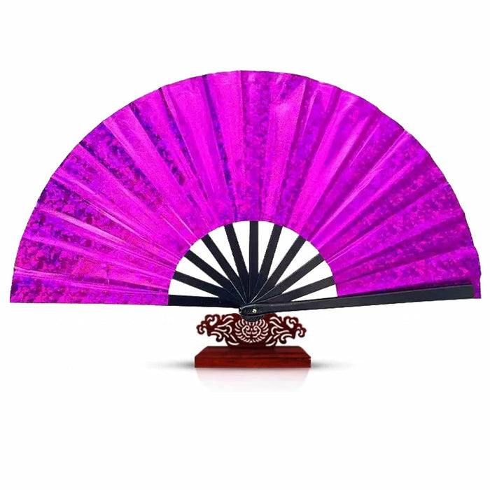 Grombolar Upgraded Hand Fan Foldable Line Dance Popping 13in Flashing Rose Red by Deal US