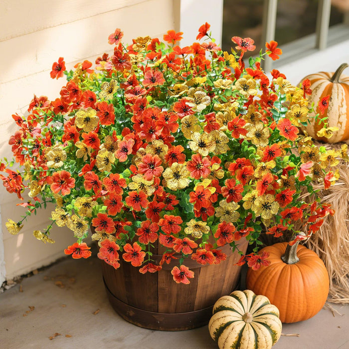 florisso Artificial Fall Mums Outdoor Decoration Orange Yellow 12 Bundles by Deal US