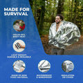 CloudTen Emergency Blanket Bundle 10 Tear Resistant Mylar Blankets Whistle by Deal US