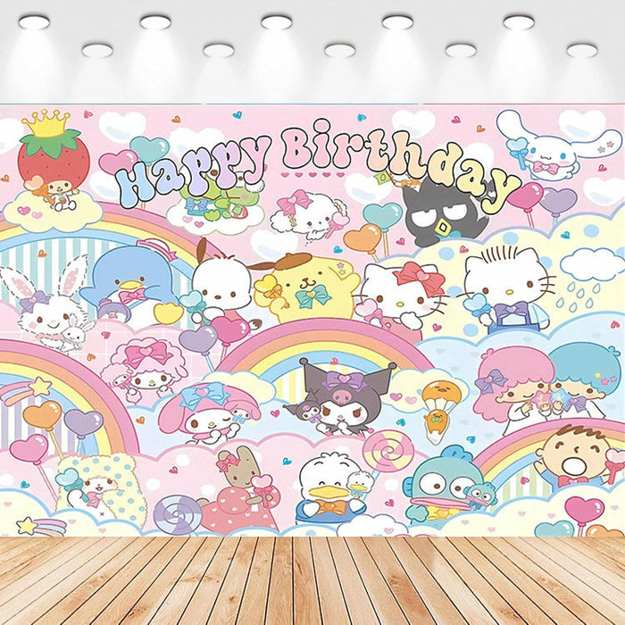 Generic Kawaii Kitty Birthday Party Banner Backdrop 5x3 Ft by Deal US