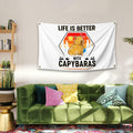 NUCTKP Capybara Life Is Better Wall Tapestry 3x5ft Brass Grommets by Deal US
