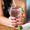 MEOGUTYI Cool Aunties Nephew 16oz Glass Can Shaped Cups with Lids & Straws by Deal US