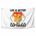 NUCTKP Capybara Life Is Better Wall Tapestry 3x5ft Brass Grommets by Deal US