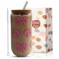 MEOGUTYI Cool Aunties Nephew 16oz Glass Can Shaped Cups with Lids & Straws by Deal US