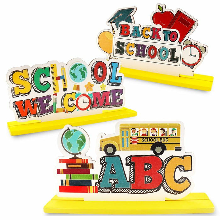 ALIBBON 3 Pieces Wooden Back to School Table Centerpiece Love Books Decor Style1 by Deal US