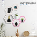 Wandars Hexagon Honeycomb Shelves Set of 2 Pine Wood Rose Quartz 11x11x9.5 by Deal US