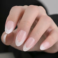 Stbisen Pink French Tip Press On Nails Almond Short Glossy Gel 30Pcs by Deal US