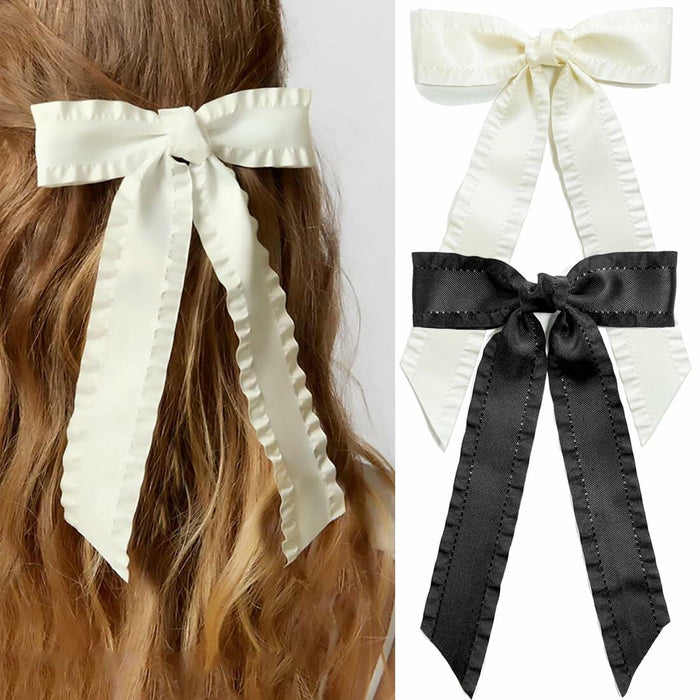 Beooly Hair Bows 2PCS Metal Hair Clips Beige Black Large Barrettes by Deal US