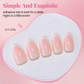 Stbisen Pink French Tip Press On Nails Almond Short Glossy Gel 30Pcs by Deal US