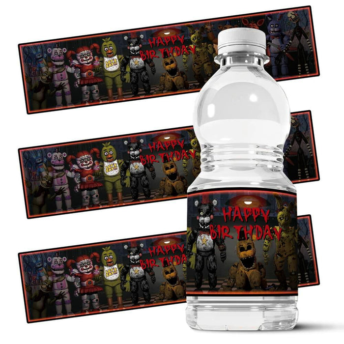 Valentina Buck Fnaf Water Bottle Labels Birthday Party Supplies Black 20 Count by Deal US