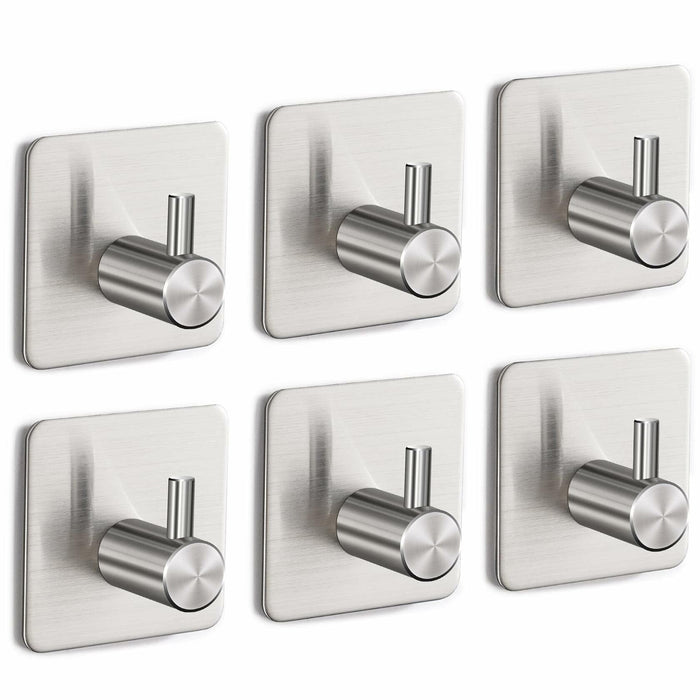 Eowihor 6 Pack Silver Stainless Steel Wall Hooks Heavy Duty Waterproof by Deal US