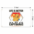 NUCTKP Capybara Life Is Better Wall Tapestry 3x5ft Brass Grommets by Deal US