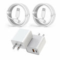Fitquipment Fast 20W Dual Port QC+ USB C Charger 2Pack White 6FT Cable by Deal US