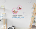 Wandars Hexagon Honeycomb Shelves Set of 2 Pine Wood Rose Quartz 11x11x9.5 by Deal US