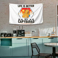 NUCTKP Capybara Life Is Better Wall Tapestry 3x5ft Brass Grommets by Deal US
