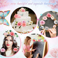 CraftyDream Artificial Flower Heads with Greenery Stems Pink Medium to Large by Deal US