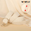 WOWOGO Women Straw Woven Rattan Stretch Belt Boho Beige Waist up to 33" Size by Deal US