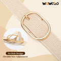 WOWOGO Women Straw Woven Rattan Stretch Belt Boho Beige Waist up to 33" Size by Deal US
